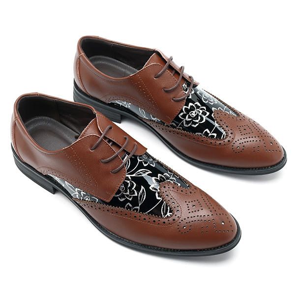 Zapatos De Negocios Con Punta Puntiaguda De Cuero Estilo Brogue Para Hombres