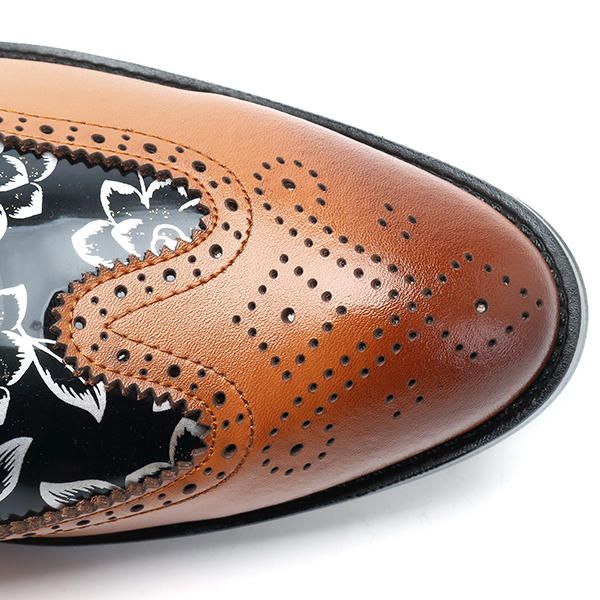 Zapatos De Negocios Con Punta Puntiaguda De Cuero Estilo Brogue Para Hombres