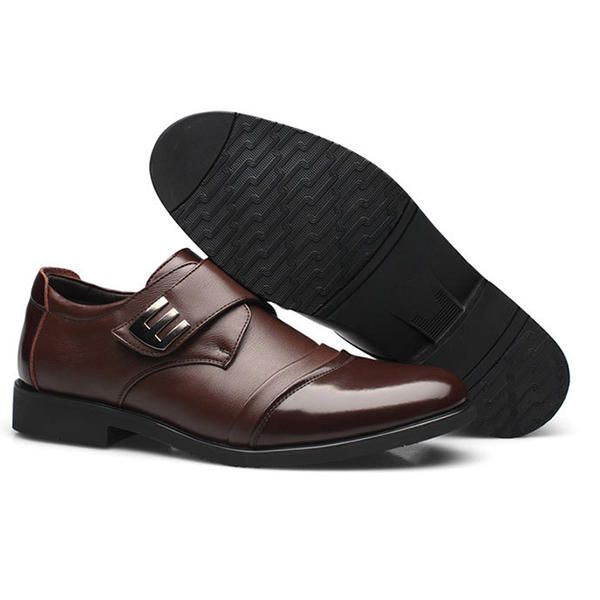 Zapatos De Negocios Formales De Cuero Genuino Con Lazo De Gancho Para Hombre