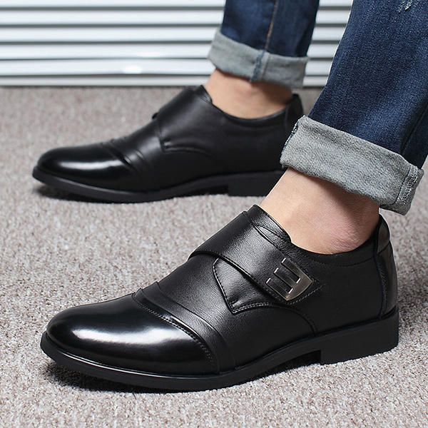 Zapatos De Negocios Formales De Cuero Genuino Con Lazo De Gancho Para Hombre