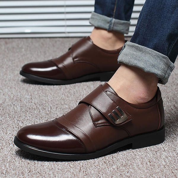 Zapatos De Negocios Formales De Cuero Genuino Con Lazo De Gancho Para Hombre