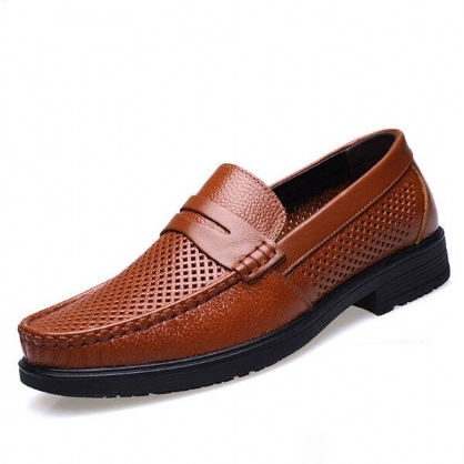 Zapatos De Negocios Oxfords De Cuero Genuino Transpirables Para Hombre