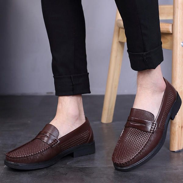 Zapatos De Negocios Oxfords De Cuero Genuino Transpirables Para Hombre