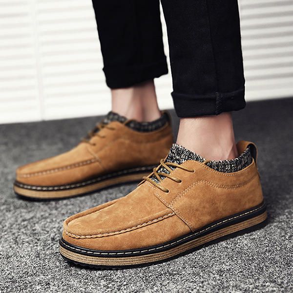 Zapatos Oxford Cálidos De Suela Suave De Gamuza Tejida Estilo Brogue Para Hombres