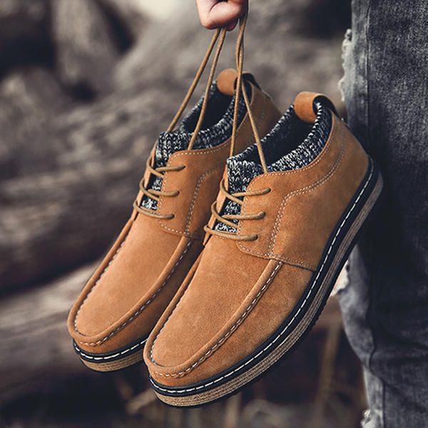 Zapatos Oxford Cálidos De Suela Suave De Gamuza Tejida Estilo Brogue Para Hombres