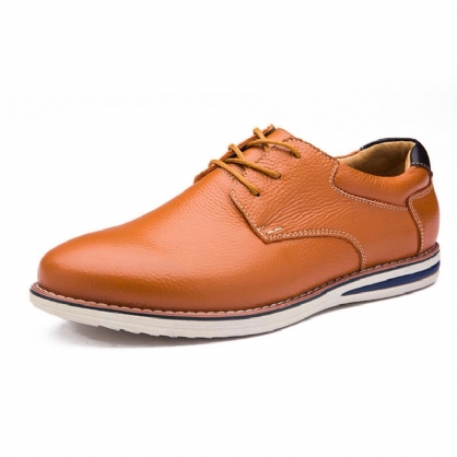 Zapatos Oxford Con Cordones De Cuero Genuino Suave Para Hombre