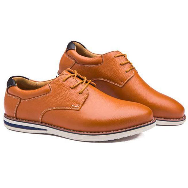 Zapatos Oxford Con Cordones De Cuero Genuino Suave Para Hombre