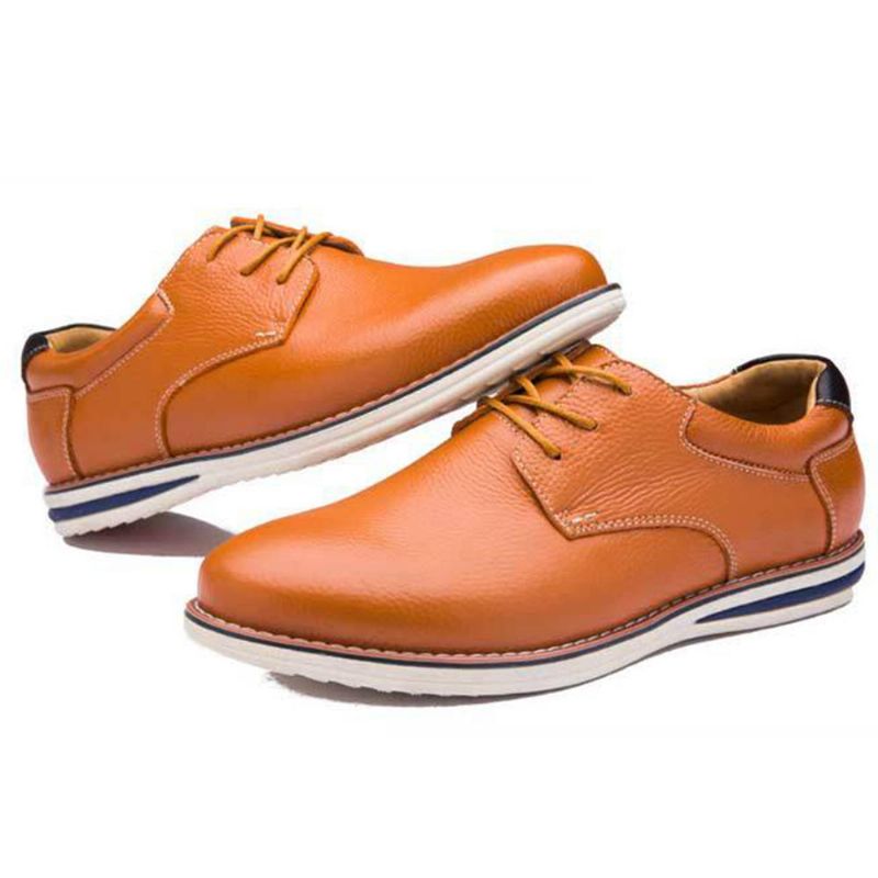 Zapatos Oxford Con Cordones De Cuero Genuino Suave Para Hombre