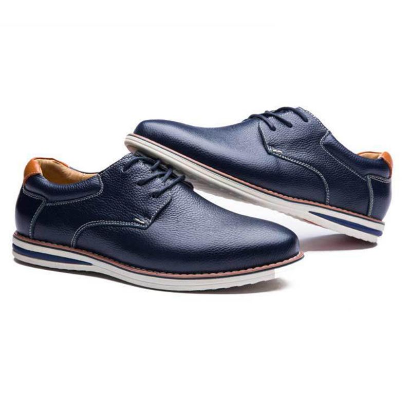 Zapatos Oxford Con Cordones De Cuero Genuino Suave Para Hombre