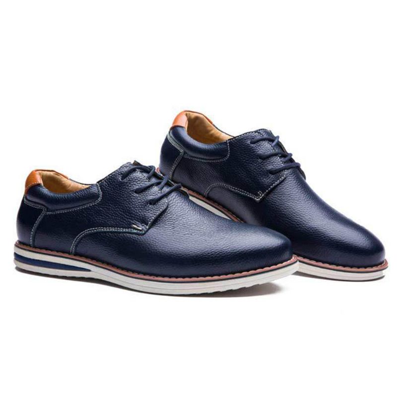 Zapatos Oxford Con Cordones De Cuero Genuino Suave Para Hombre