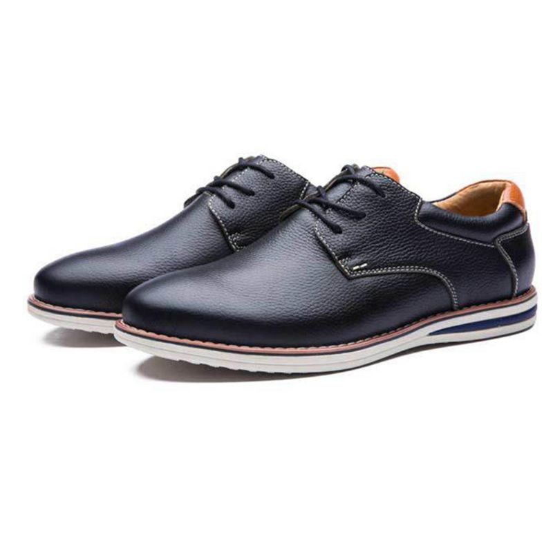 Zapatos Oxford Con Cordones De Cuero Genuino Suave Para Hombre