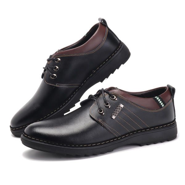 Zapatos Oxford Con Cordones De Cuero Genuino Con Cordones Suaves Y Cómodos De Negocios Informales Para Hombres