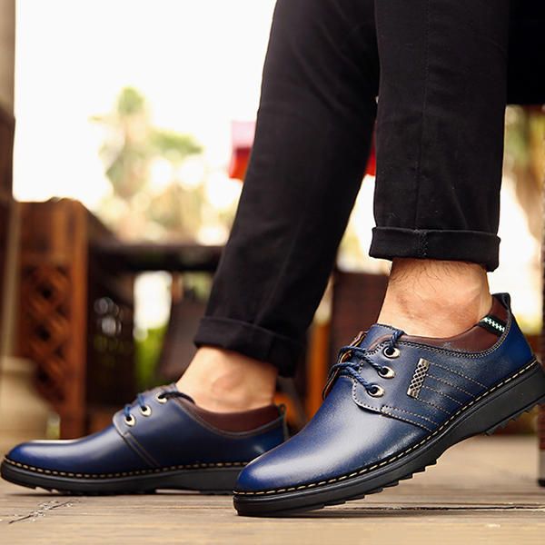 Zapatos Oxford Con Cordones De Cuero Genuino Con Cordones Suaves Y Cómodos De Negocios Informales Para Hombres