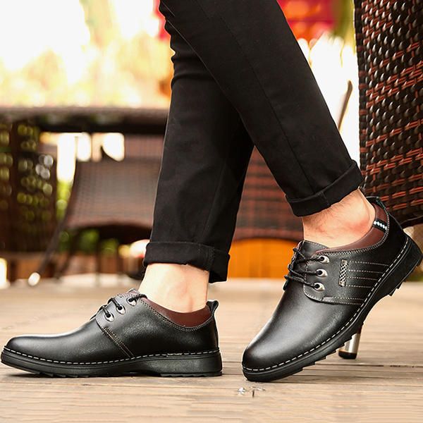 Zapatos Oxford Con Cordones De Cuero Genuino Con Cordones Suaves Y Cómodos De Negocios Informales Para Hombres