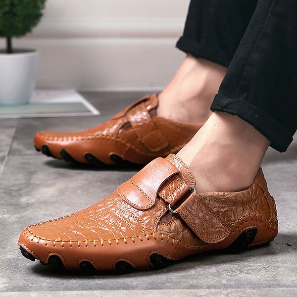 Zapatos Oxford De Cuero Genuino Con Lazo De Gancho Para Hombres De Gran Tamaño