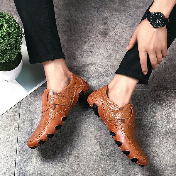 Zapatos Oxford De Cuero Genuino Con Lazo De Gancho Para Hombres De Gran Tamaño