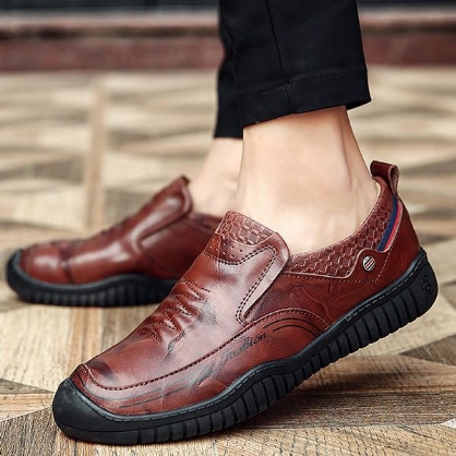 Zapatos Oxford De Cuero Genuino Con Punta Anticolisión Y Suela Suave Para Hombre