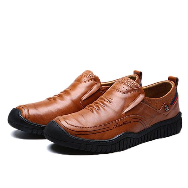 Zapatos Oxford De Cuero Genuino Con Punta Anticolisión Y Suela Suave Para Hombre