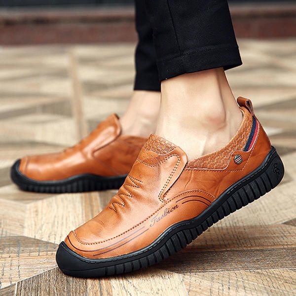 Zapatos Oxford De Cuero Genuino Con Punta Anticolisión Y Suela Suave Para Hombre