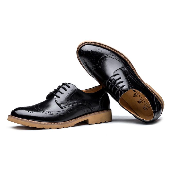 Zapatos Oxford Informales De Negocios Tallados Con Brogue De Cuero Genuino