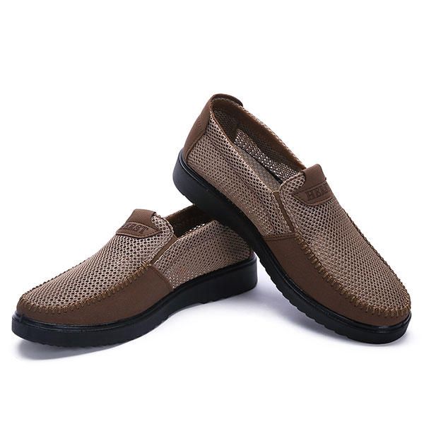 Zapatos Oxford De Malla Con Suela Suave Y Costura A Mano Para Hombre