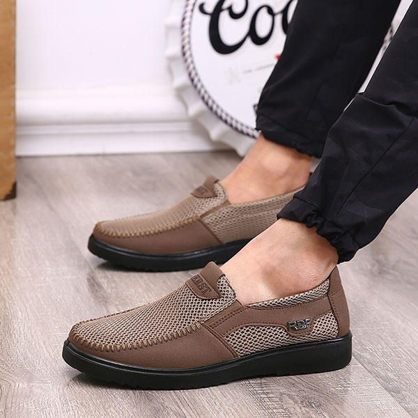 Zapatos Oxford De Malla Con Suela Suave Y Costura A Mano Para Hombre