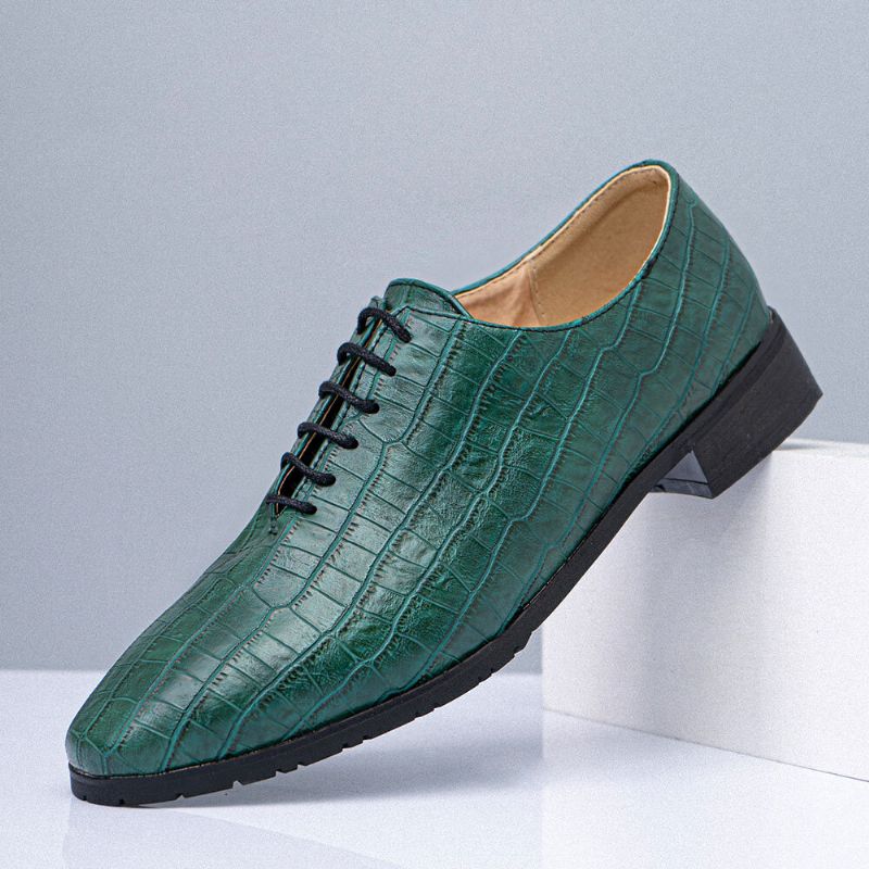 Zapatos Oxford De Negocios Con Punta Puntiaguda Con Patrón De Cocodrilo Para Hombres