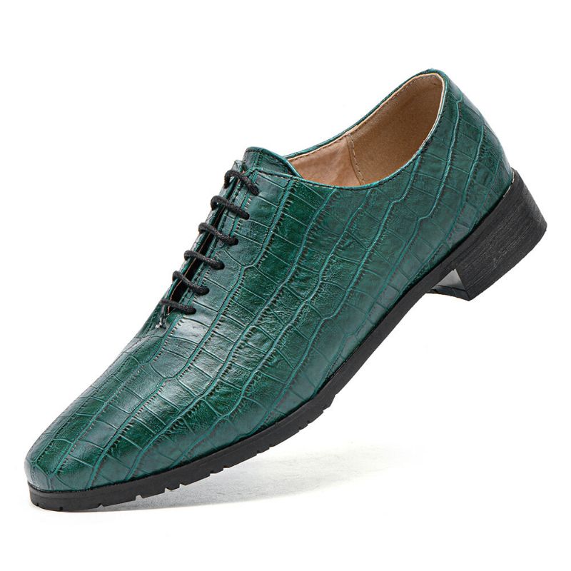 Zapatos Oxford De Negocios Con Punta Puntiaguda Con Patrón De Cocodrilo Para Hombres