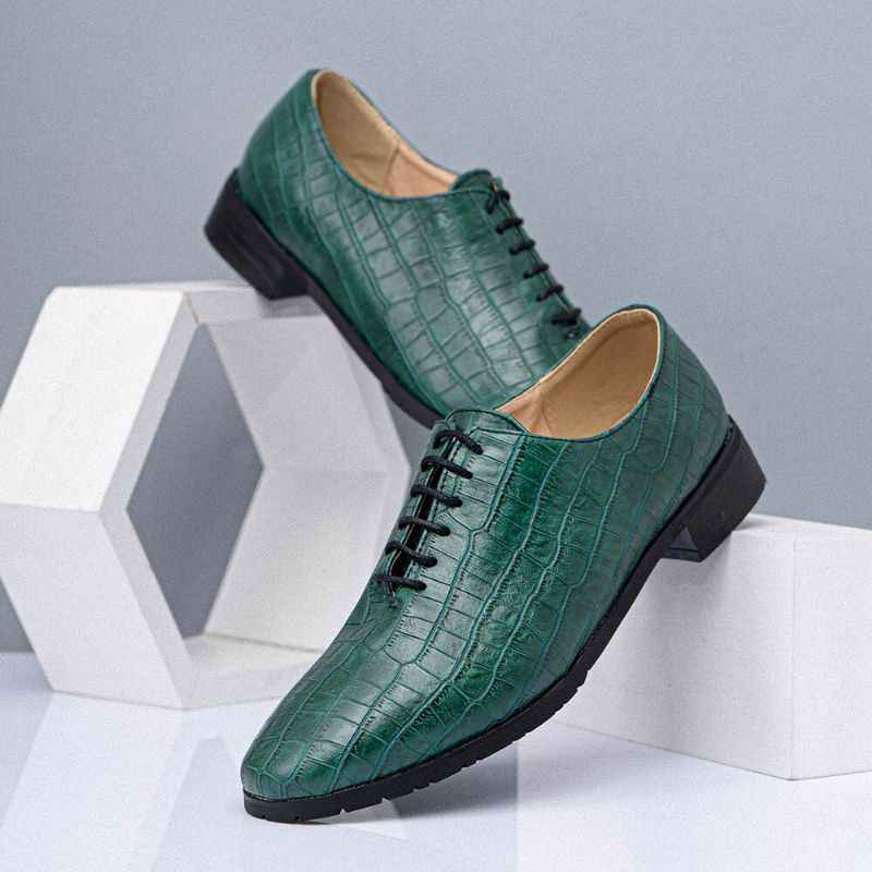 Zapatos Oxford De Negocios Con Punta Puntiaguda Con Patrón De Cocodrilo Para Hombres