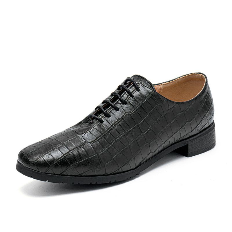 Zapatos Oxford De Negocios Con Punta Puntiaguda Con Patrón De Cocodrilo Para Hombres