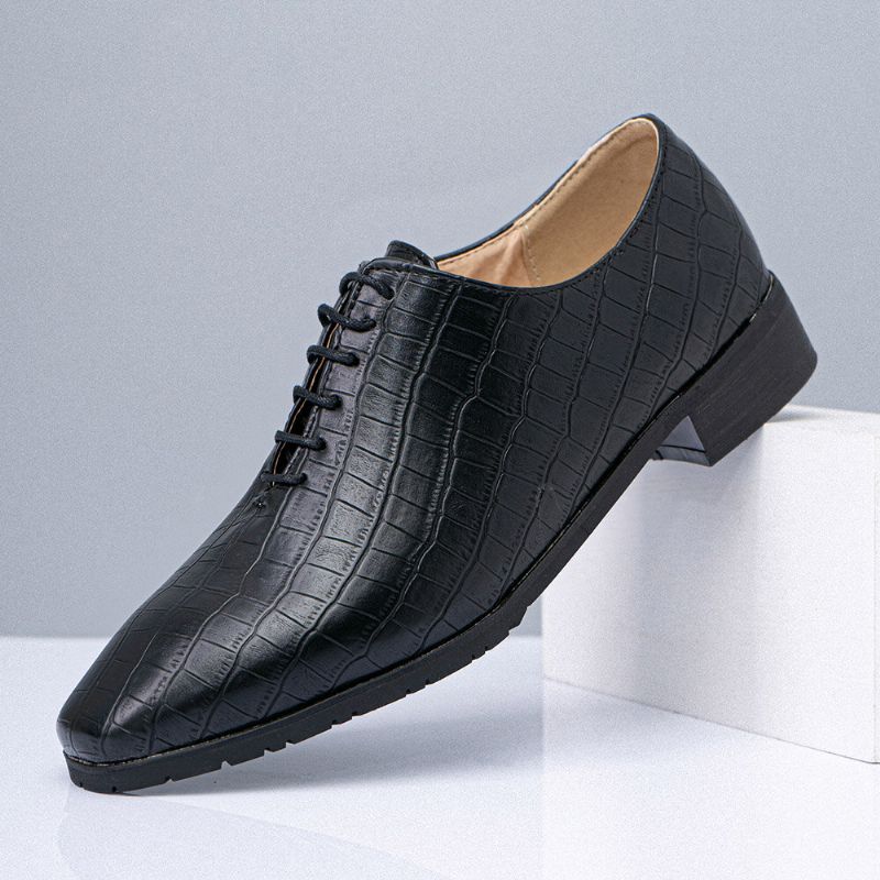 Zapatos Oxford De Negocios Con Punta Puntiaguda Con Patrón De Cocodrilo Para Hombres