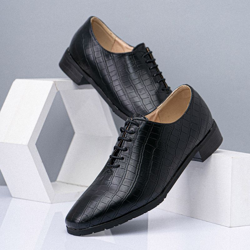 Zapatos Oxford De Negocios Con Punta Puntiaguda Con Patrón De Cocodrilo Para Hombres