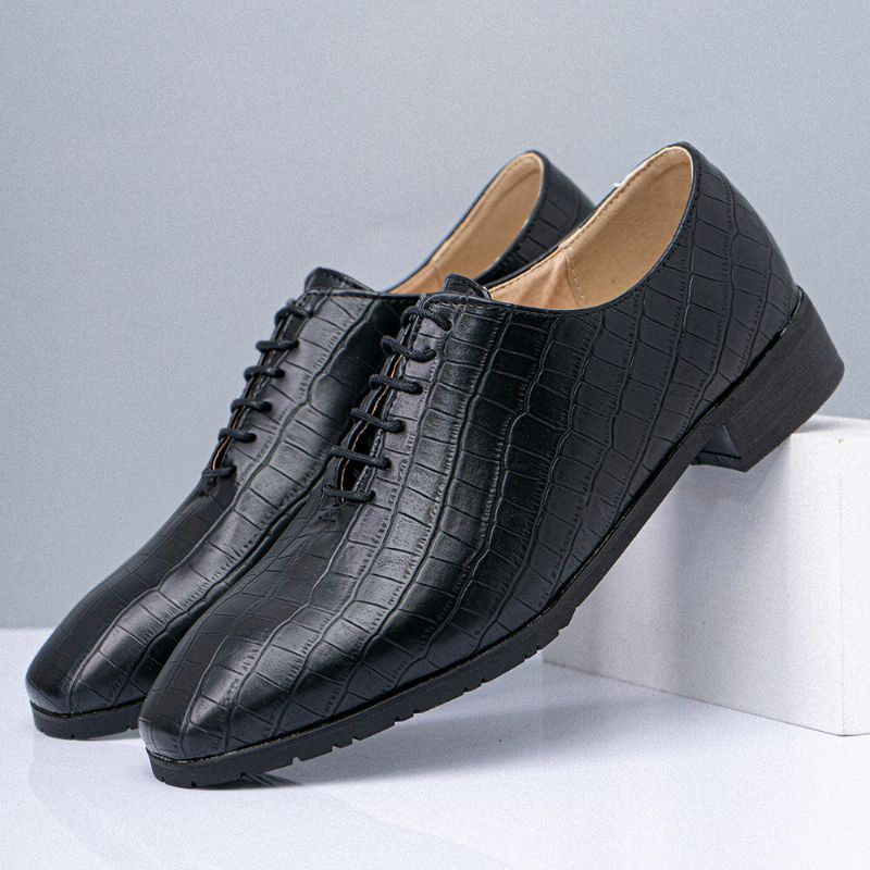 Zapatos Oxford De Negocios Con Punta Puntiaguda Con Patrón De Cocodrilo Para Hombres