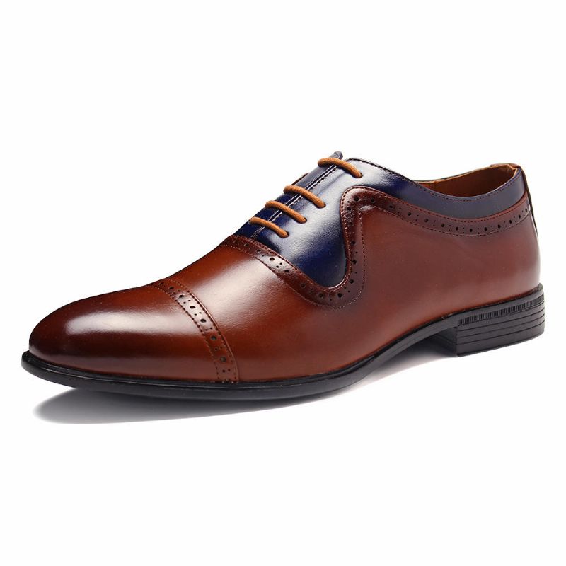 Zapatos Oxford De Negocios Con Punta Puntiaguda Y Tallada Tallada Brogue