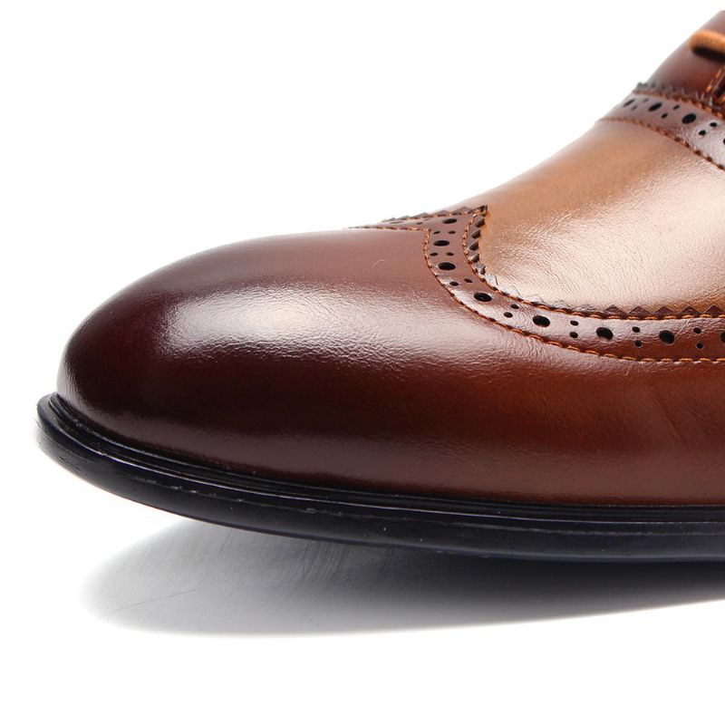 Zapatos Oxford De Negocios Con Punta Puntiaguda Y Tallada Tallada Brogue