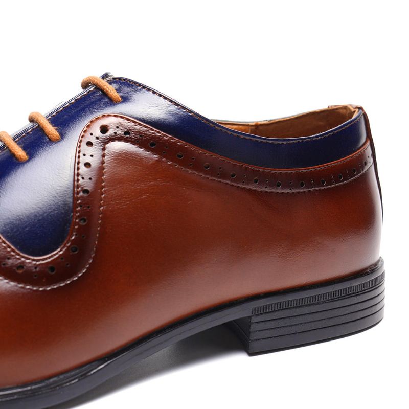 Zapatos Oxford De Negocios Con Punta Puntiaguda Y Tallada Tallada Brogue