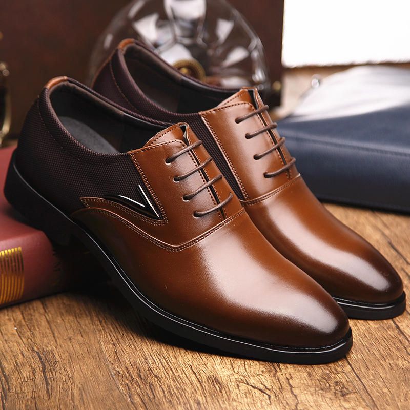 Zapatos Oxford De Negocios Formales Elegantes Con Punta Puntiaguda De Microfibra Para Hombre