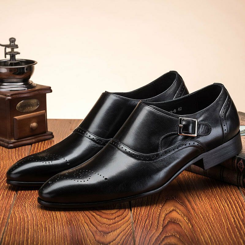 Zapatos Oxford De Negocios Informales Con Banda Elástica Tallada Brogue