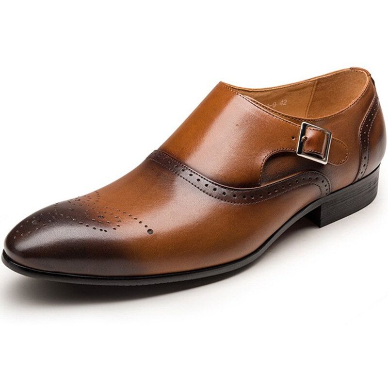 Zapatos Oxford De Negocios Informales Con Banda Elástica Tallada Brogue