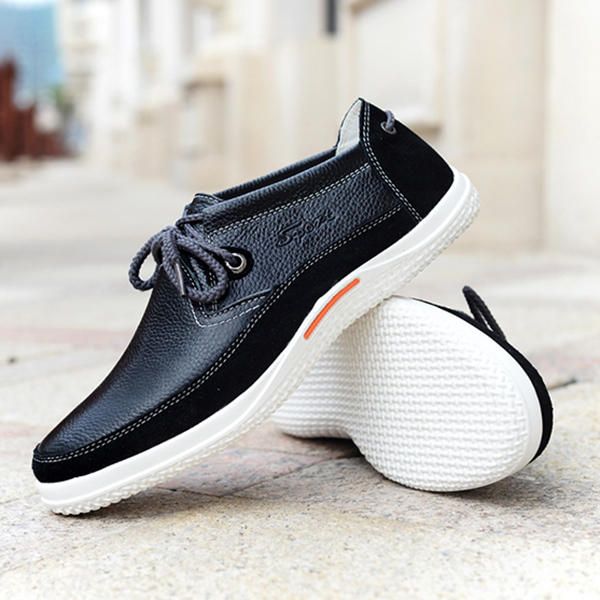 Zapatos Planos Informales Al Aire Libre Con Cordones Para Hombre Oxfords En Cuero