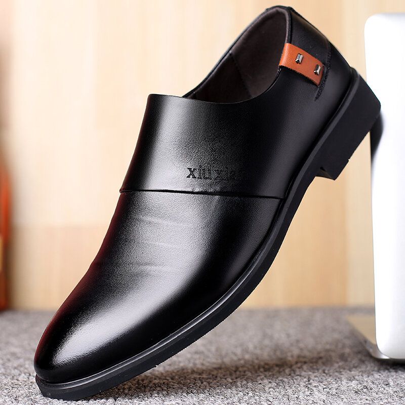 Zapatos De Vestir Casuales De Negocios Para Hombre Con Especias De Cuero Genuino