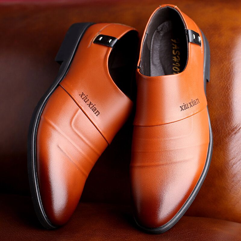 Zapatos De Vestir Casuales De Negocios Para Hombre Con Especias De Cuero Genuino