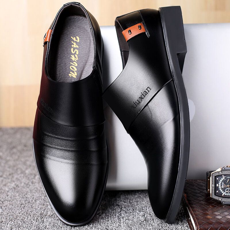 Zapatos De Vestir Casuales De Negocios Para Hombre Con Especias De Cuero Genuino