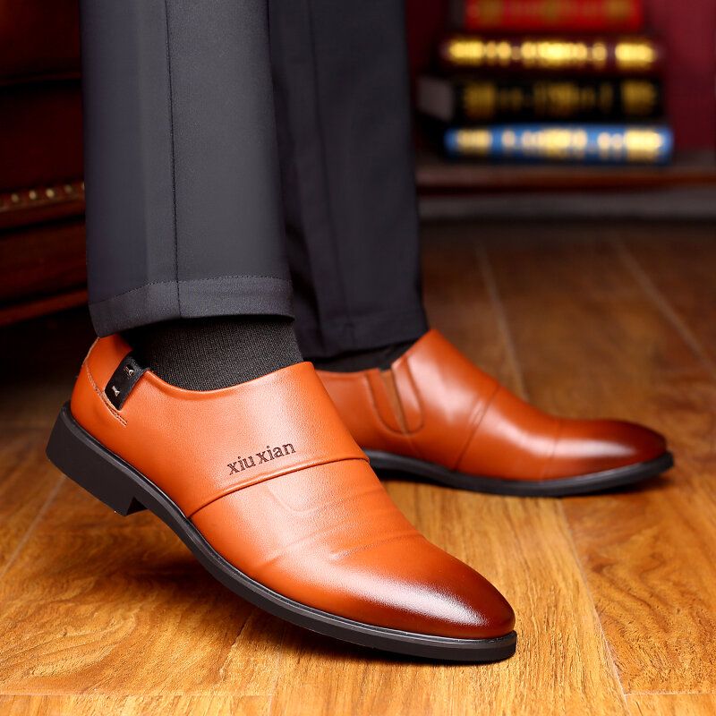 Zapatos De Vestir Casuales De Negocios Para Hombre Con Especias De Cuero Genuino