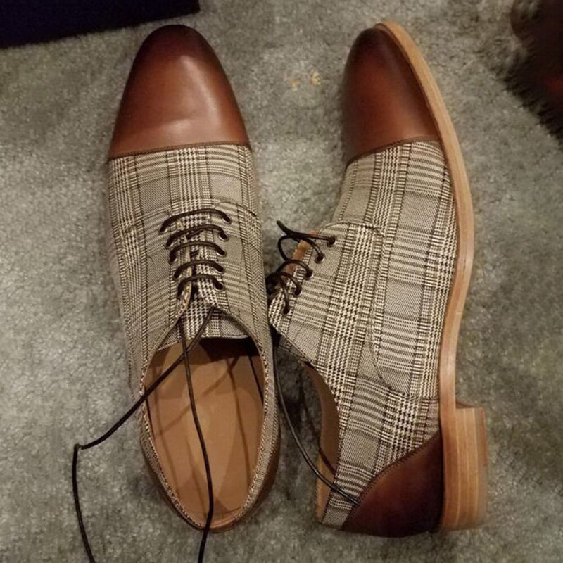 Zapatos De Vestir Formales Con Cordones Cómodos Con Punta De Gorra De Estilo Británico Para Hombres