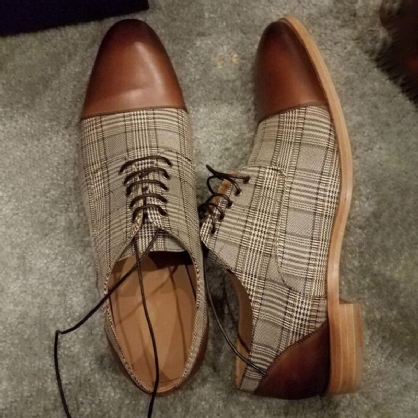 Zapatos De Vestir Formales Con Cordones Cómodos Con Punta De Gorra De Estilo Británico Para Hombres