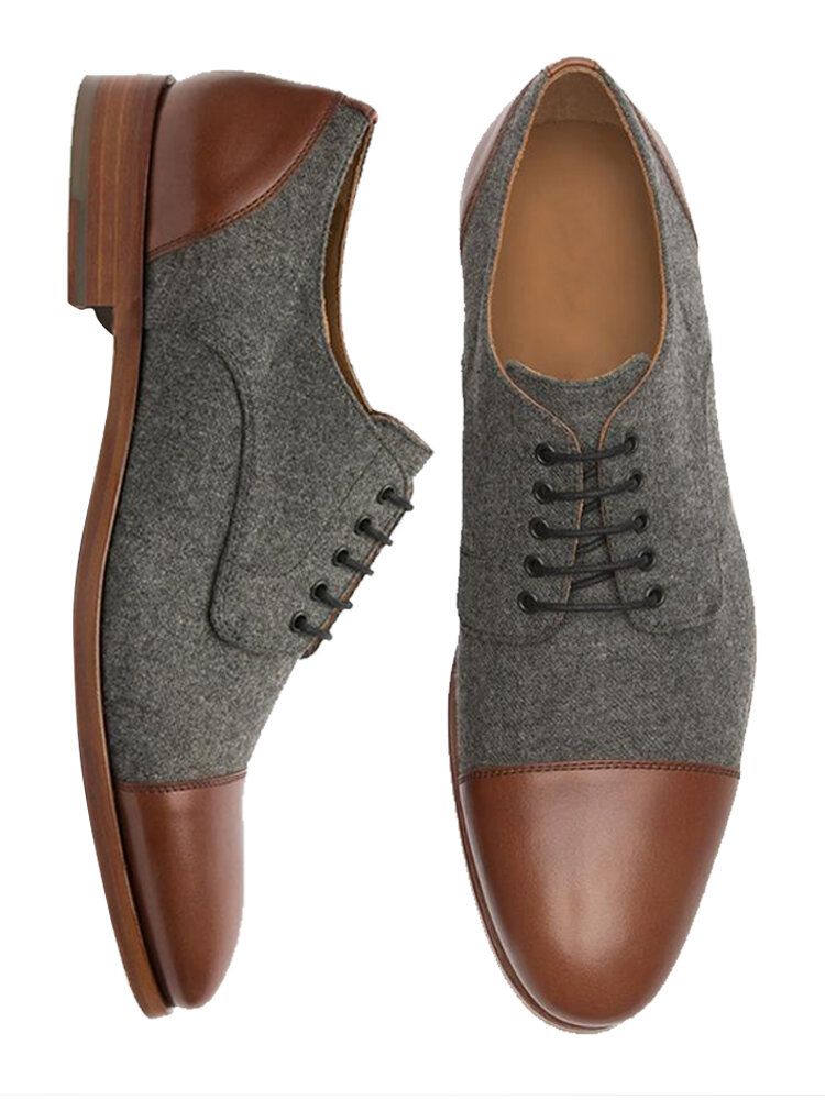 Zapatos De Vestir Formales Con Cordones Para Hombres Con Tapa Con Estilo Oxfords