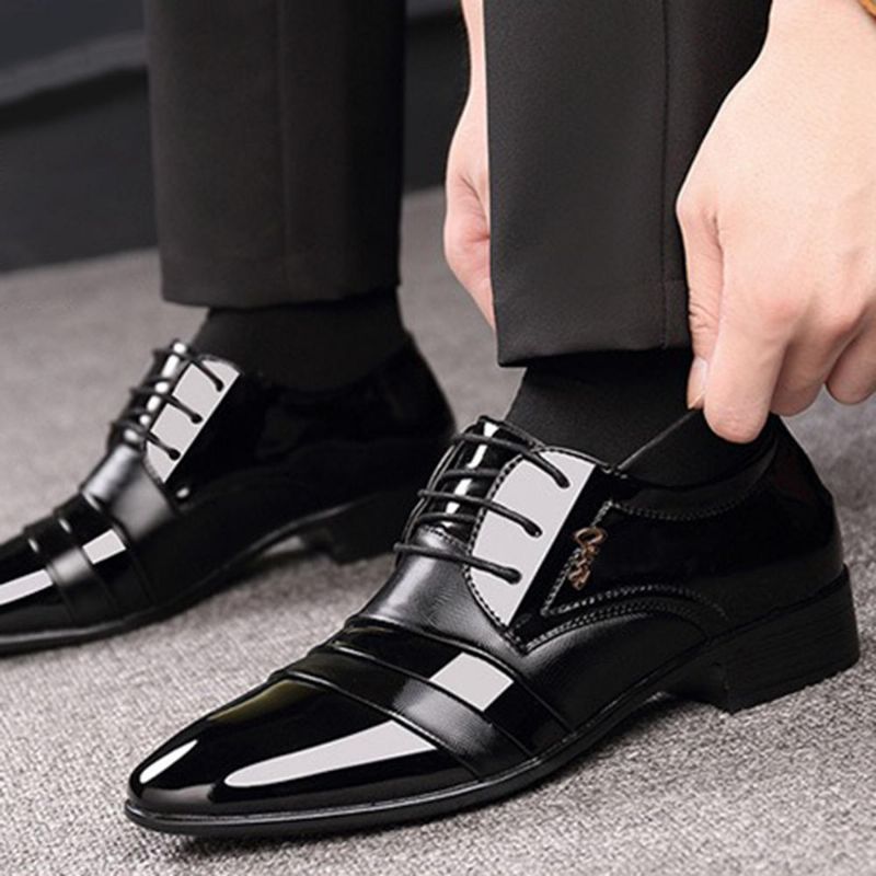 Zapatos De Vestir Formales De Negocios Con Cordones Oxfords De Cuero