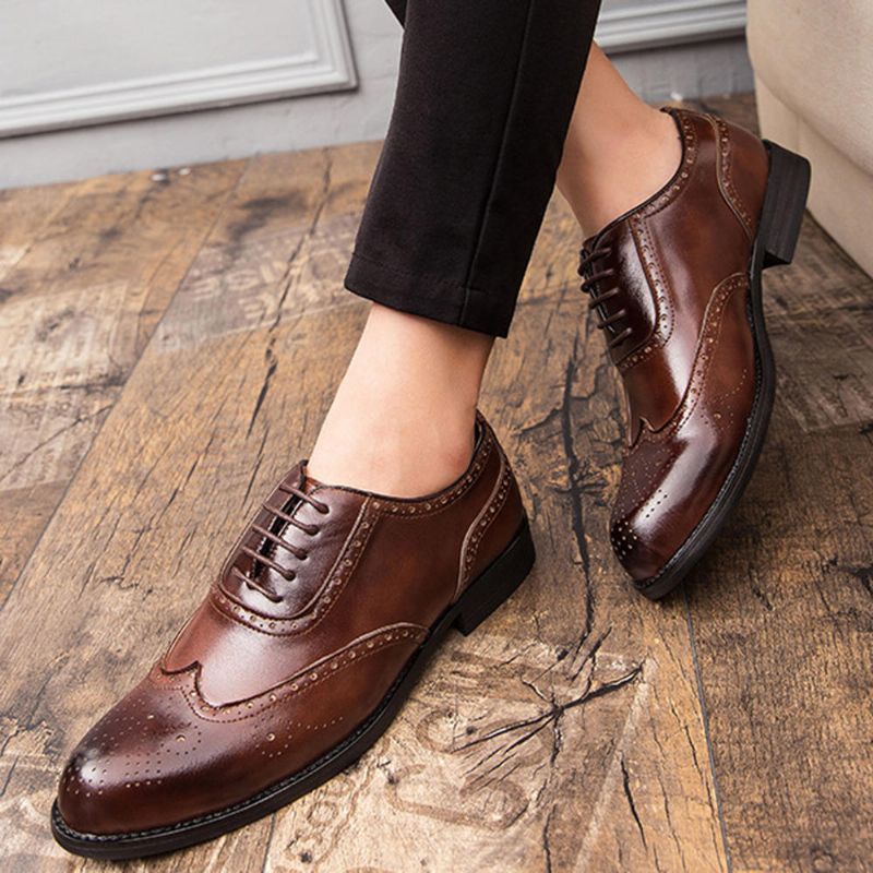 Zapatos De Vestir Formales Tallados Brogue Para Hombres Casual Business Oxfords