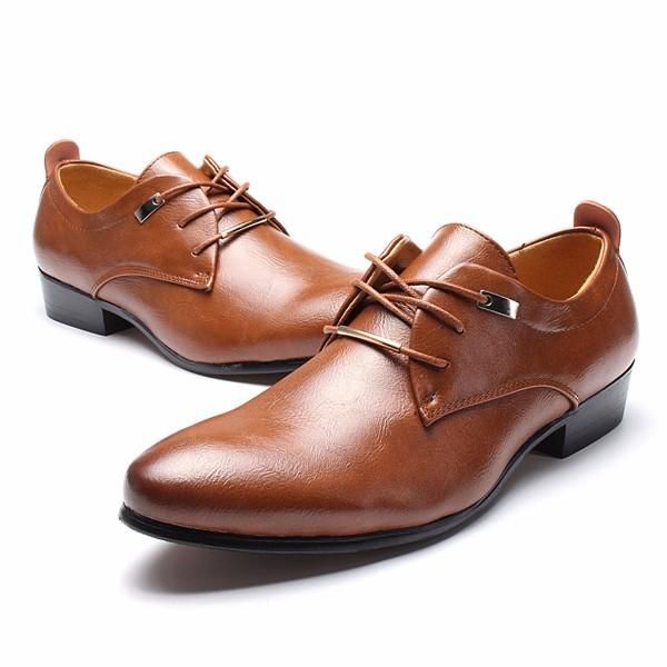 Zapatos De Vestir De Negocios De Gran Tamaño Para Hombres Zapatos De Cuero Puntiagudos Oxfords